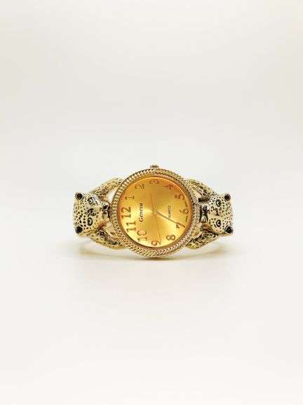 18kt GP Leopard Geneva Bangle Watch