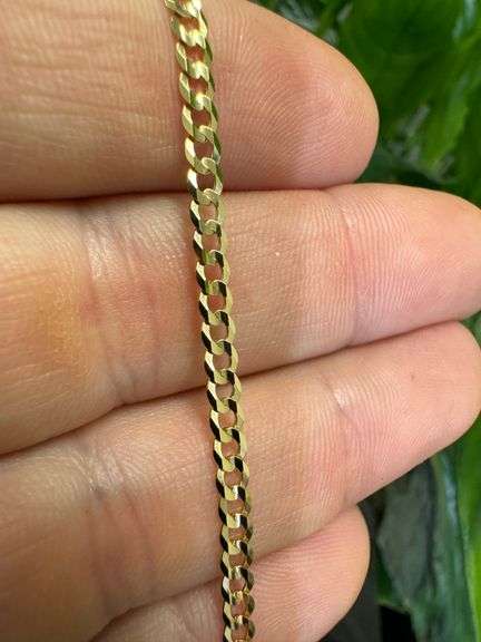 14k Yellow Gold Solid Curb Link Chain 3.2mm Necklace 30"