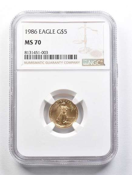 MS70 1986 $5 American Gold Eagle 1/10 Oz Gold NGC