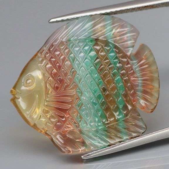 Glowing! 23.73ct multi-hue Fluorite carving