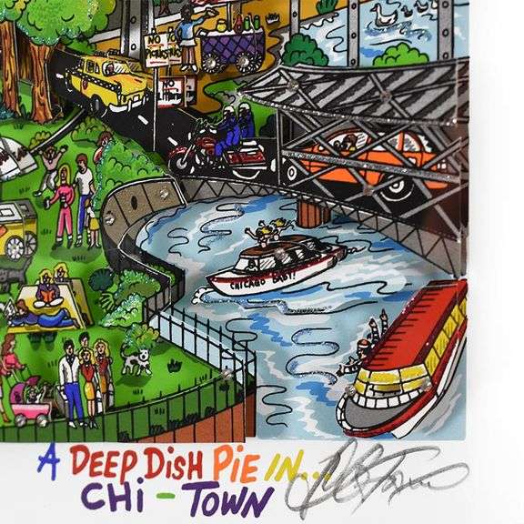 A Deep Dish Pie in Chi Town by Charles Fazzino