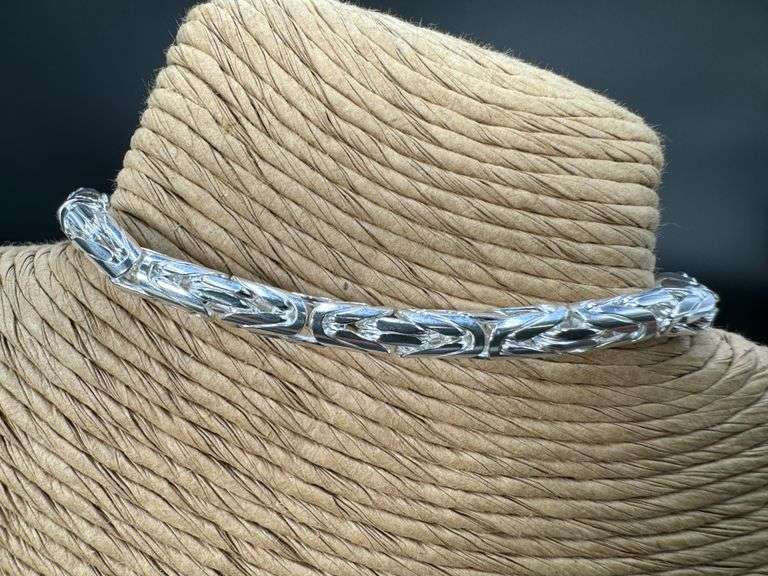 Sterling Silver Byzantine Round Link Chain 5.3mm 925 Italy Heavy Bracelet 9"