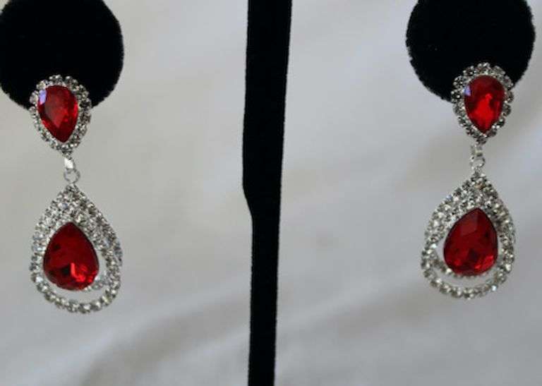 Ruby Color  Fashion  Design Earrings