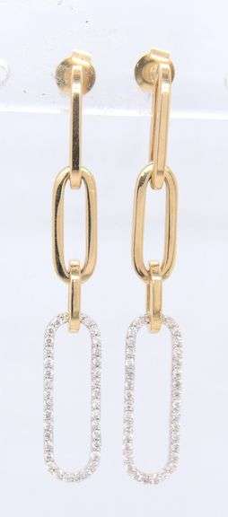 14kt Yellow gold diamond dangle earrings