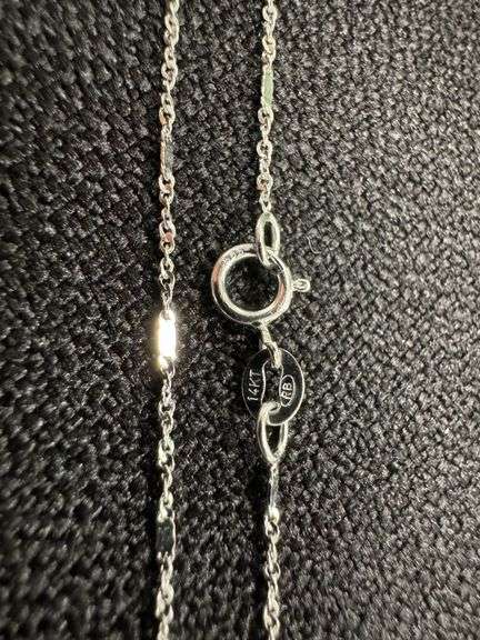 14k White Gold Solid Singapore Chain Rope Twisted Curb Link 1.1mm Necklace 18"