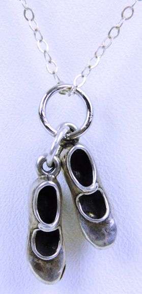 Vintage Sterling Tap Shoes Pendant & Chain