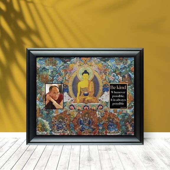 Dalai Lama Signed Custom Framed Photo Display