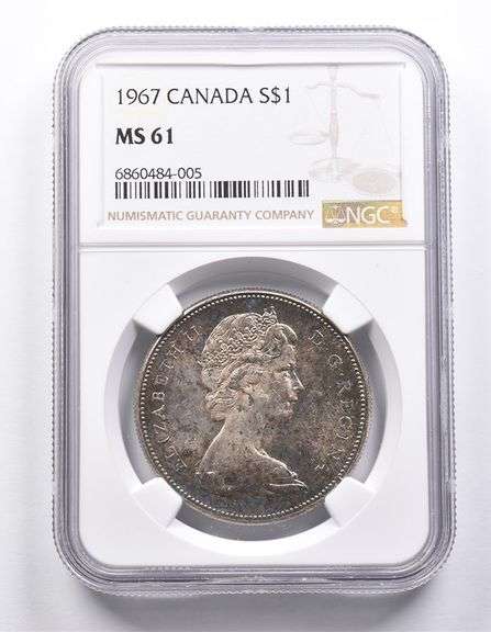 MS61 1967 Canada 1 Dollar Silver NGC Beautifully Toned