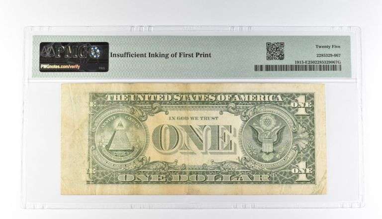 PMG 25 VF $1 1985 FRN Richmond Fr#1913-E Insufficient Inking Error