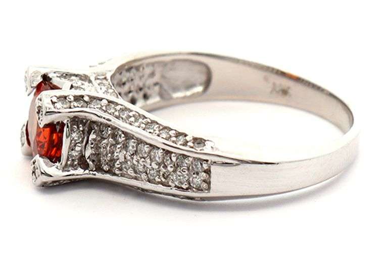 1.75ct Oval Orange Sapphire and 0.45ctw Diamond Ring in 14K