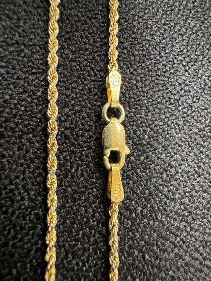 10k Yellow Gold Solid Diamond-Cut Rope Link Chain 1.5mm Necklace 18"