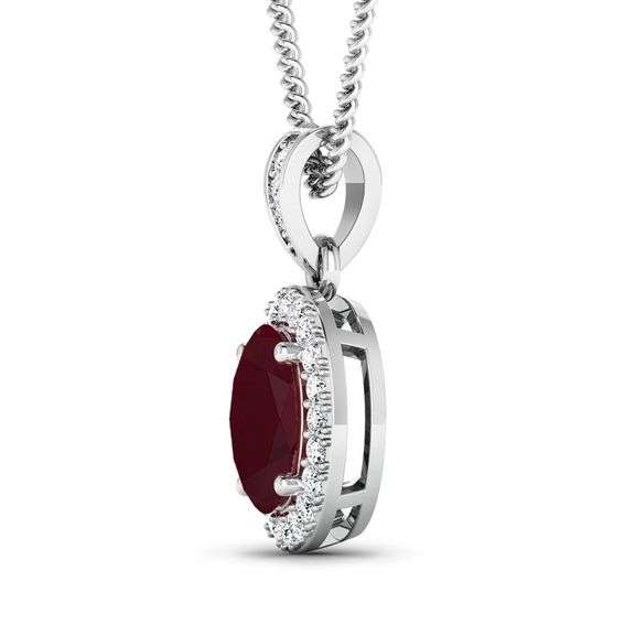 14KT White Gold 1.50ct Ruby and Diamond Pendant with Chain