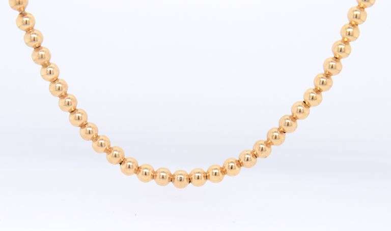 14kt Yellow gold bead chain necklace