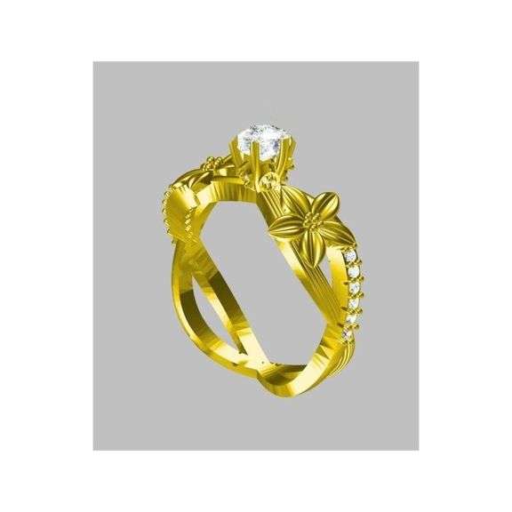 Sparkling 14 Kt Gold Plated 1 Ct Simulated Diamond Ring