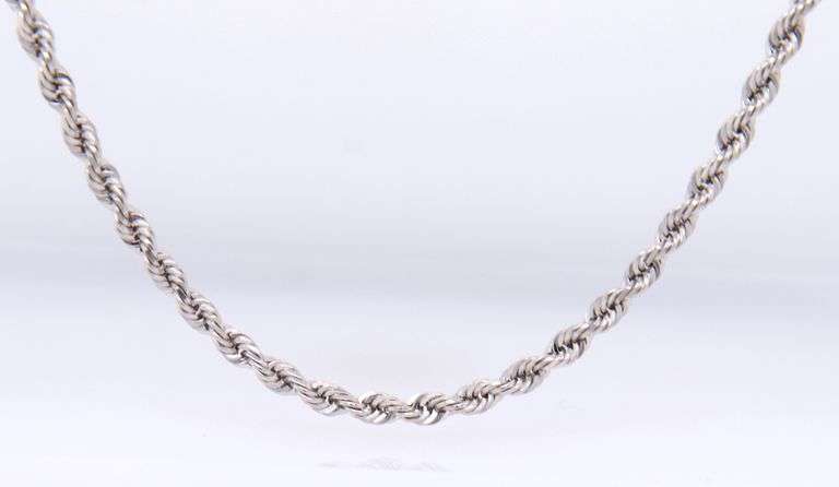14kt White gold rope chain necklace