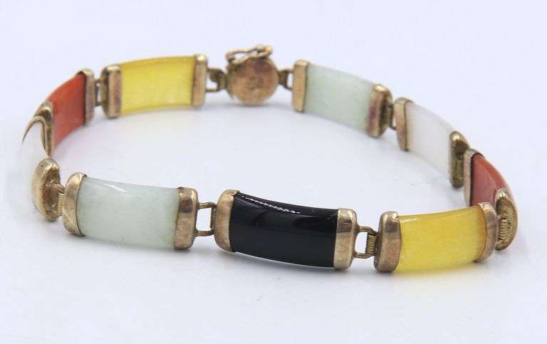 Group lot of vintage 925 sterling silver crystal, Pearl and Jade bracelets