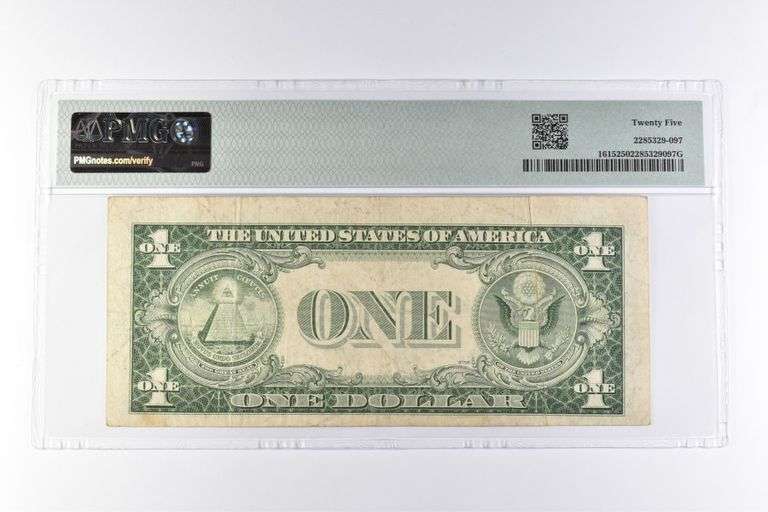 PMG 25 VF $1 1935F Silver Certificate Fr#1615 Gutter Fold Error