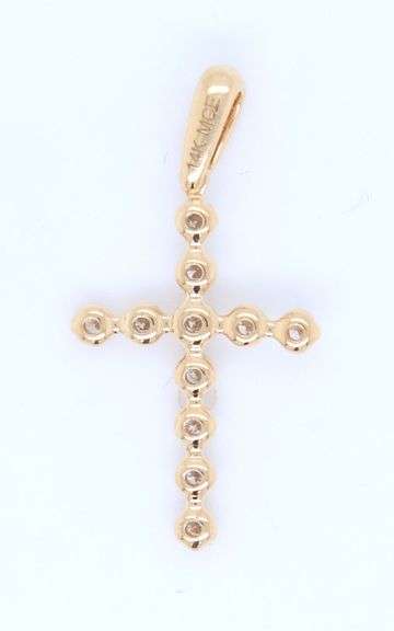 14kt Yellow gold approximate 0.25ctw diamond cross pendant