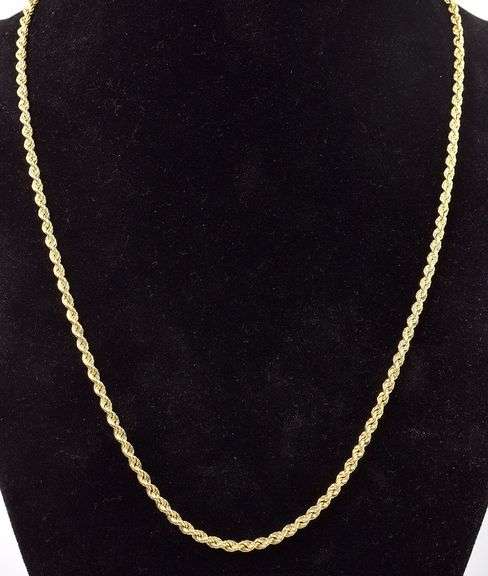 Handsome 14K Yellow Gold Rope Chain Necklace