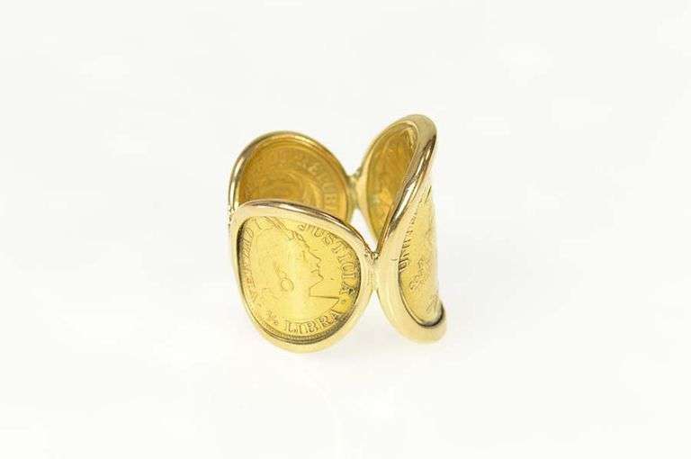 18K Yellow Gold 1926 Indian Head 2.5 Libra Coin Statement Ring