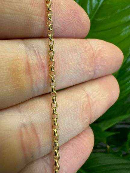10k Yellow Gold-Hollow Cable Chain Round Rolo Link 2mm Necklace 22"