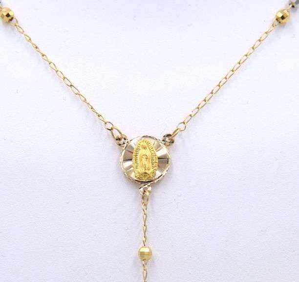 14kt Tri color gold beaded Rosary necklace