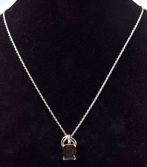 Sterling Silver Smokey Quartz Gemstone Pendant Necklace