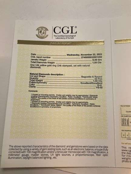 CERTIFIED BRAND NEW 14K YELLOW GOLD AND DIAMOND RING. 1.50 CARAT