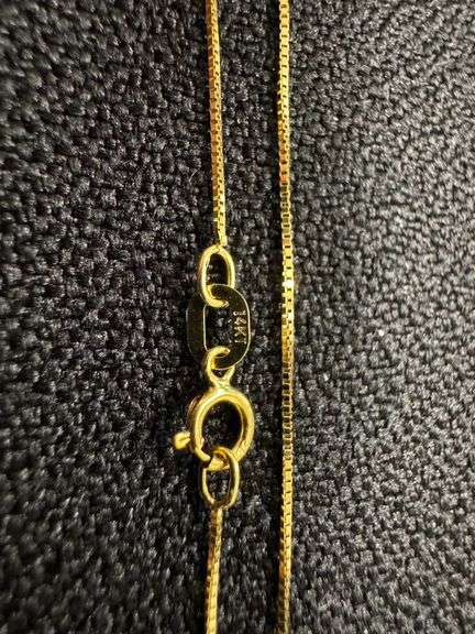 14k Yellow Gold Solid Box Link Chain 0.6mm Necklace 16"