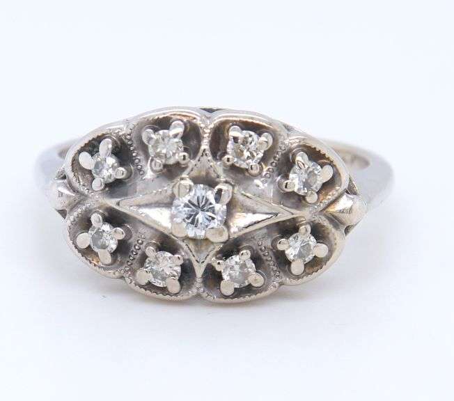 Vintage 14kt White gold 0.35ctw diamond ring