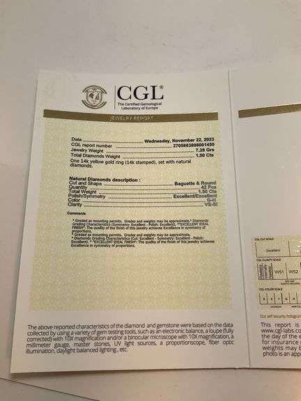CERTIFIED BRAND NEW 14K YELLOW GOLD AND DIAMOND RING. 1.50 CARAT