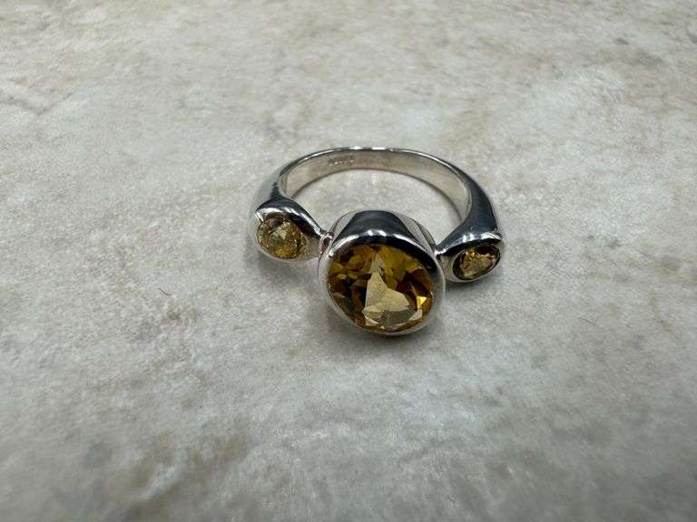 Sterling Silver Natural Gemstone Citrine Ring Size 6