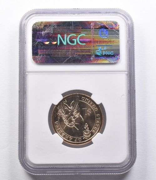 MS65 2007-P John Adams Dollar Error DBL Edge Lettering Inverted NGC