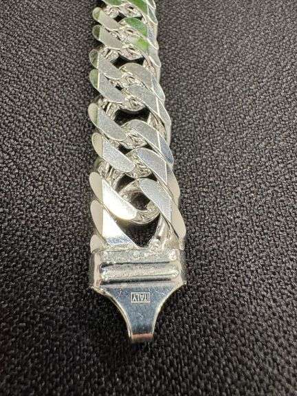 Sterling Silver 16mm Heavy Double Curb Chain Cuban Link 925 Italy Bracelet 9"