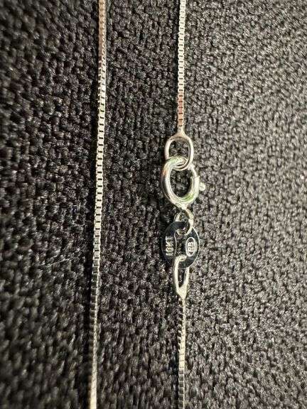 10k White Gold Solid Box Link Chain 0.6mm Necklace 16"