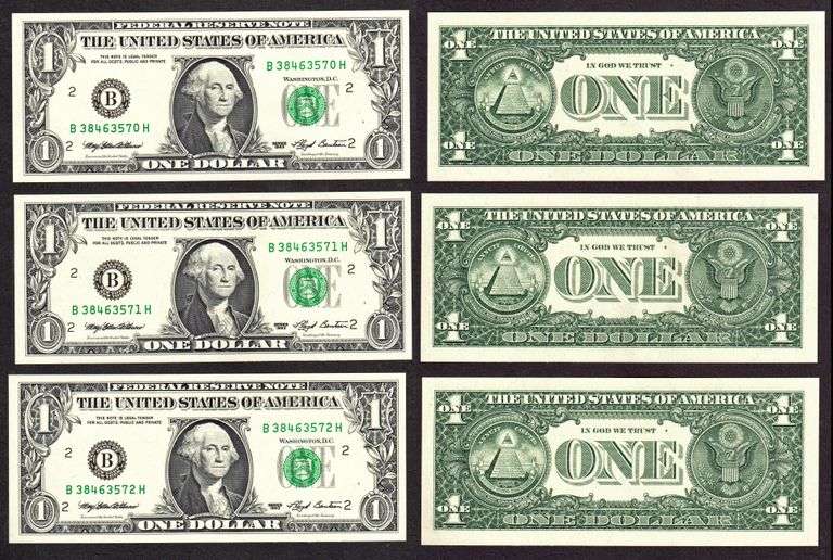 $1 1993 3 Consec Webb press Ch. Unc.