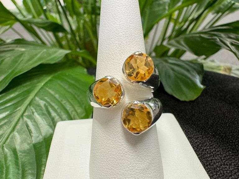 Sterling Silver Natural Gemstone Citrine Ring Size 10