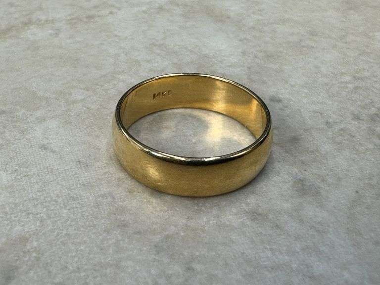 14k Yellow Solid Gold 6mm Domed Plain Men's Women's Wedding Band Size 9