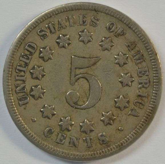 Sharp 1868 Shield Nickel in Choice XF