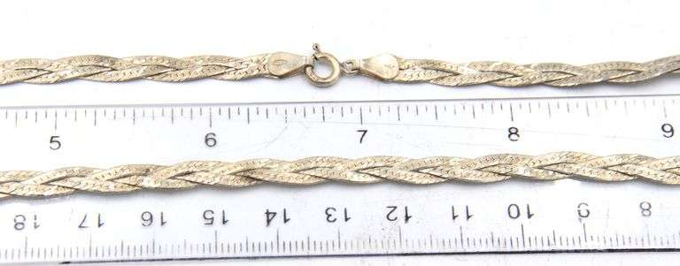 Italian vintage 925 sterling silver braided necklace