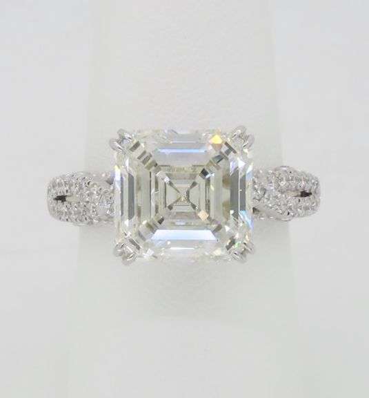 Certified Custom Made 5.60CTW Asscher Cut Diamond Ring