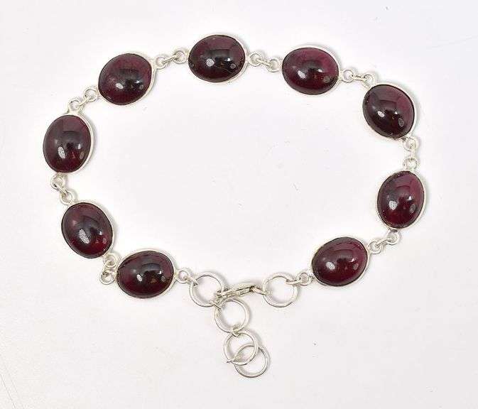 Sterling Silver Red Garnet Bracelet