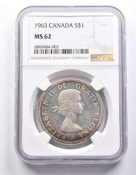 MS62 1963 Canada 1 Dollar Silver NGC Beautifully Toned