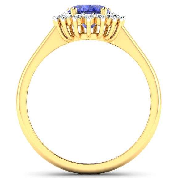 14KT Yellow Gold 1.41ct Tanzanite and Diamond Ring