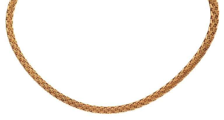 Italian Woven Fancy Collar Necklace in 18K