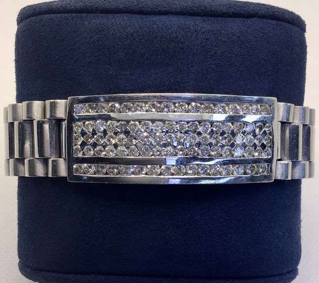 ICY 14K WHITE GOLD CLASSIC DAYTONA LINK DIAMOND BRACELET
