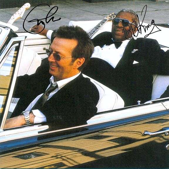 Eric Clapton B.B. King Riding With The King Autographed Facsimile Signed Record Album LP