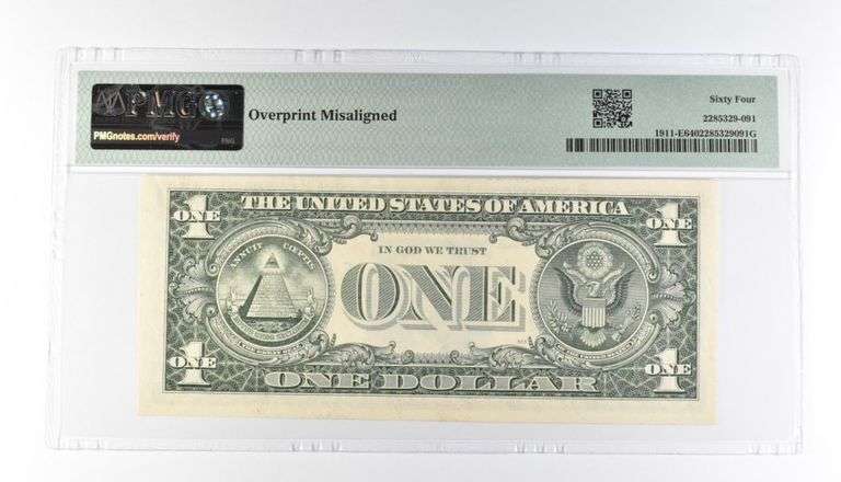 PMG 64 Choice Unc $1 1981 FRN Richmond Fr#1911-E Misalignment Error