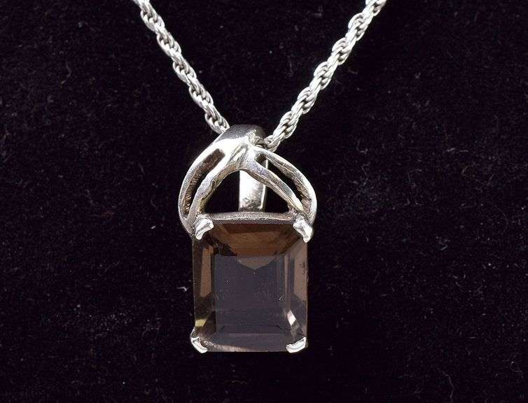 Sterling Silver Smokey Quartz Gemstone Pendant Necklace