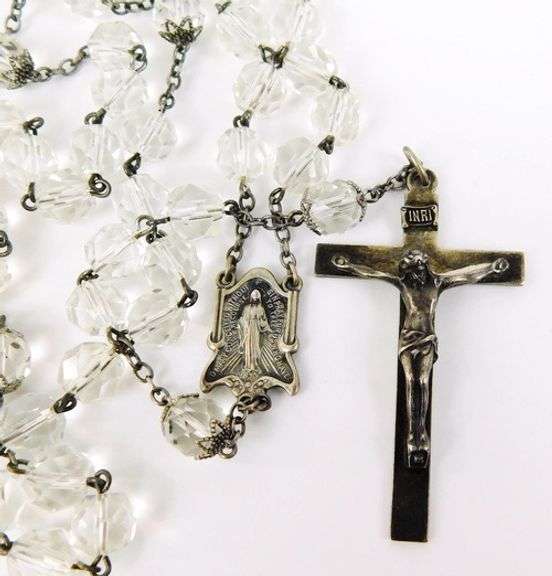 1950's Large Crystal & Sterling Rosary